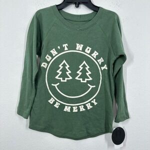 Tiny Whales Kids Longsleeve Shirt Holiday Christmas Don't Worry Be Merry NWT